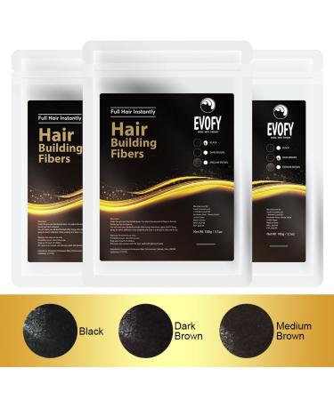 Refill Fiber for Thinning Hair - Natural Hair Building Fibers for Men & Women (Black) - Instantly Thicker Hair in 30 Sec - 100g - Buy Online on GoSupps.com