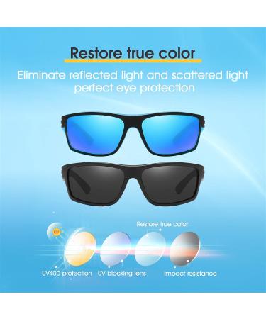 Ollrynns Polarized Sports Sunglasses for Men & Women - UV400 Protection 2-Piece Set for Fishing Biking Golf & Running - Black & Blue - Buy Online on GoSupps.com