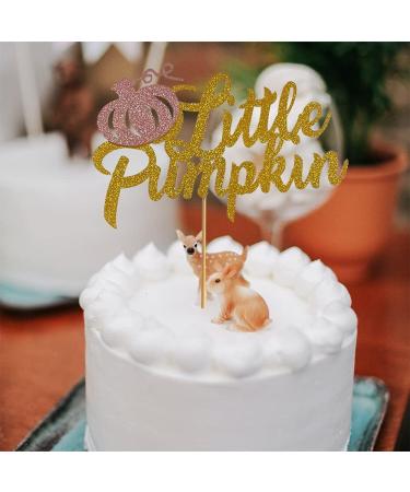 Little Pumpkin Cake Topper - Double Sided Pink and Gold Glitter Pumpkin Topper for Pink Fall Girl Baby Shower 1st Birthday Thanksgiving Party Decorations - Buy Online on GoSupps.com