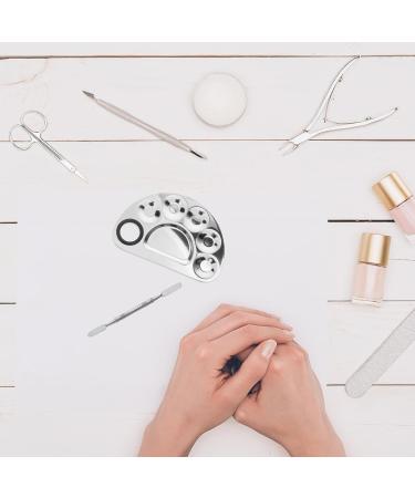 Palette de M lange pour Ongles et Spatule en M tal 2 Pi ces Plateau Compact Semi-Circulaire en Acier Inoxydable Outil Nail Art pour Usage Salon et Application Cosm tiques - Buy Online on GoSupps.com