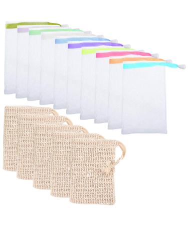 15pcs Soap Scrub Mesh Bag for Shower Wash Foam AIFUDA Natural Soap Saver Holder for Messages and Soap Drying