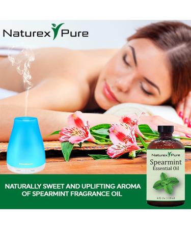 Naturex Pure Spearmint Essential Oil 4 Oz - 100% All Natural Aromatherapy Oil for Therapeutic Grade Oriental Body Massage & Skin Care w/ Premium Dropper - Buy Online on GoSupps.com