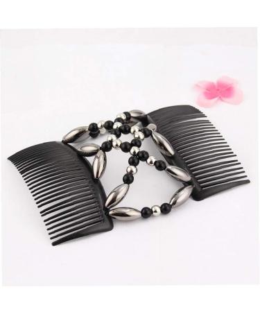 Beads Hair Combs Magic Elastic Hair Clips Stretchy Hair Comb Double Clips for Women Girls Hair Accessory - Buy Online on GoSupps.com