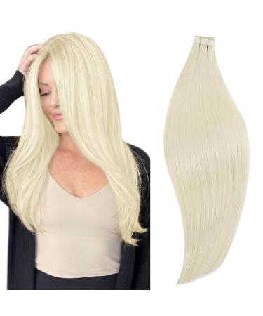 RUNATURE Blonde Tape Hair Extensions Real Human Hair Paltinum Blonde Tape in Extensions Remy Tape in Human Hair Extensions Blonde 12 Inch 40 Gram 12 Inch 1-Tape #60