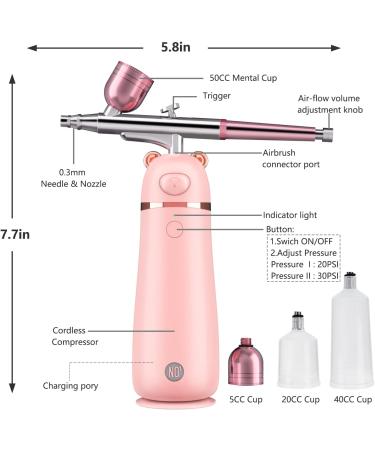 Airbrush with Compressor Kit Portable Makeup Airbrush Set Rechargeable Handheld Cordless Multi-purpose Airbrush Makeup for Deep Moisturizing Face Spa Moisture Oxygen Sprayer (Pink) - Buy Online on GoSupps.com