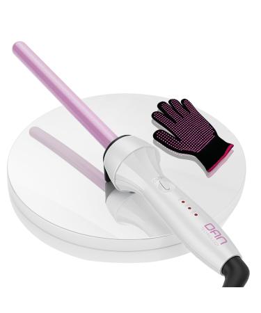 DAN Technology Curling Iron 1/2 inch Thin Curling Wand Adjustable Temperature Tourmaline Impregnated Ceramic Barrel Dual Voltage Hair Wand 60 min Shut Off 1/2 Inch White