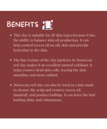 Meesha Moroccan Red Clay Powder - 3.5 oz (100g) | Detoxifying Oil-Absorbing 100% Natural for Face Masks & Hair Care - Buy Online on GoSupps.com
