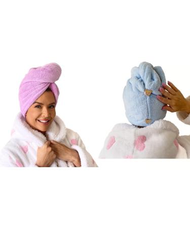 Laucan Extra Plush Hair Towel Wraps 2 Pack - Quick Drying Microfiber Towels for Women - Stylish Turban Twist for All Hair Types - Buy Online on GoSupps.com