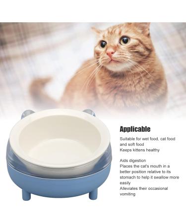 Elevated Blue Ceramic Cat Bowl - Increased Ceramic Food Bowls for Cats & Kittens - Durable Inclined Design - Buy Online on GoSupps.com