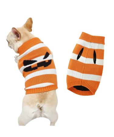 Round Neck Dog Sweater Cute Pet Clothes Warm Soft Dog Sweater Small Dogs(82W928 Orange-L) Orange L