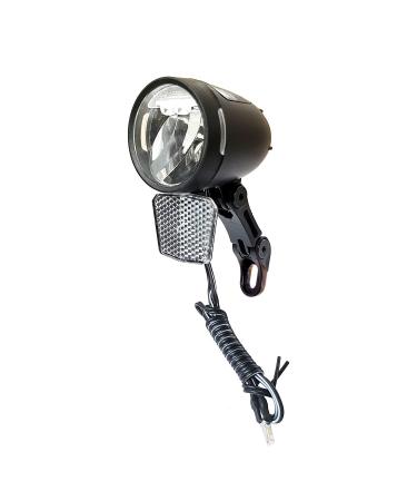 LED front light 80 Lux with parking light daylight and brightness sensor for hub dynamo Black