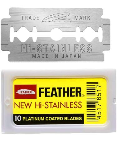 THE SHAVE FACTORY 10 Feather Double Edge Razor Blades Yellow