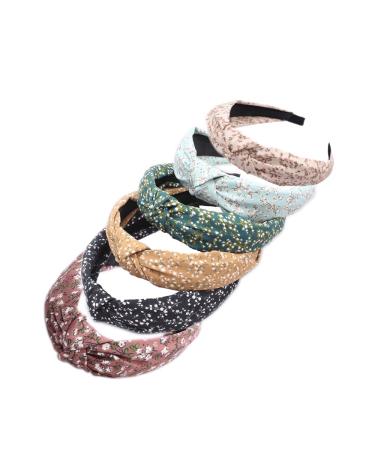 Women's Headbands Boho Hair Band Vintage Elastic Printed Head Wrap Stretchy Moisture Hairband Twisted Cute Hair Accessories (ArchSmalFlower6)