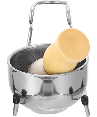 Buy Lurrose 3-Piece Men's Shave Set - Stainless Steel Razor Brush & Bowl for Home & Salon - Perfect Hair & Beard Grooming - Buy Online on GoSupps.com