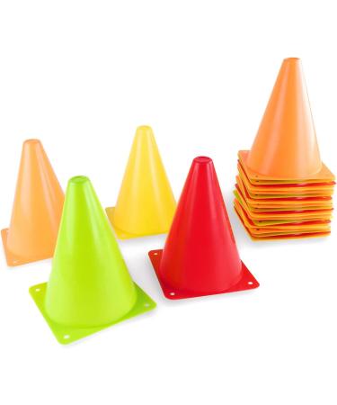 24 Pack of 7.5 Bright Neon Colored Cones for Fitness Training & Traffic Safety - Orange, Yellow, Red, Green - Super Z Outlet - Buy Online on GoSupps.com
