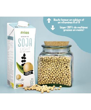 Fr as - Boisson V g tale au Soja Light - Riche en Calcium et Prot ines - Pack de 6 Unit s de 1 L - Sans Gluten ni Lactose - 100% V gane - Pauvre en Graisses Satur es - Fabriqu e en Espagne - Buy Online on GoSupps.com