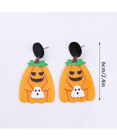 Feyley Halloween Cartoon Acrylic Earrings - Ghost Pumpkin Skull Dangle Jewelry Gift for Women & Girls | International Shipping - Buy Online on GoSupps.com