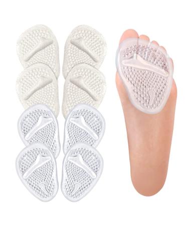 Premium Metatarsal Pads for Women- Silicone Ball of Foot Cushion Inserts for All Day Pain Relief (Light Apricot+Transparent)
