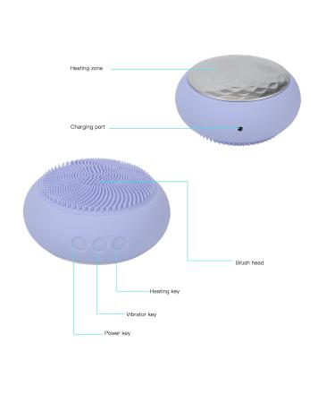 2 in 1 Electric Facial Cleansing Brush & Heating Mask | Waterproof Vibrating Silicone Brush for Blackhead Acne & Pore Care - Purple - Buy Online on GoSupps.com
