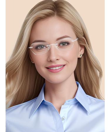 LUFF Rimless Reading Glasses for Women - Frameless Metal Blue Light Readers Anti Eyestrain 2.5x Stylish Diamond Cut Edge - International Shipping - Buy Online on GoSupps.com