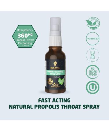 Bee and You Raw Honey Throat Spray, 100% Pure Propolis Extract, Immune Support, Sore Throat & Congestion Relief, Oral Health, Antioxidants, Natural, Keto, Paleo, Gluten-Free | 1 FL Oz (Pack of 2) - Buy Online on GoSupps.com