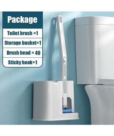 Disposable Toilet Brush with 40 Refills | Effective Toilet Bowl Cleaner Wand Set with Storage Caddy | Effortless Cleaning & Hygiene - Buy Online on GoSupps.com