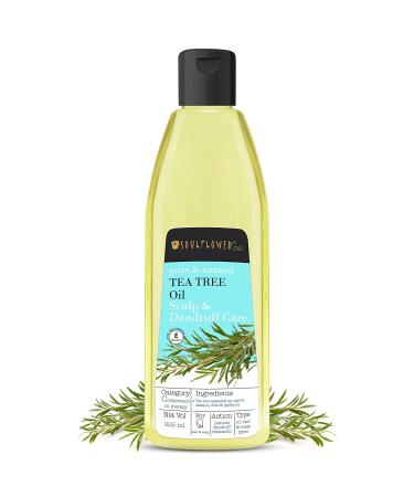 Soulflower Organic Tea Tree Scalp Hair Oil For Scalp Hydration and Nourishment 100% Pure Blend of Castor and Tea Tree Essential Oil Coldpressed Natural Vegan Cruelty Free- 225ml/ 7.4 Fl Oz Tea Tree 6.77 Fl Oz (Pack ...