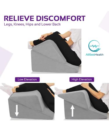 Memory Foam Bed Wedge Pillow Set for Leg, Knee, and Back Support | Acid Reflux, Anti Snoring, Heartburn Relief | Machine Washable | Grey | 23.6 x 23.6 x 12 and 18.7 x 23.6 x 7.7 - Buy Online on GoSupps.com