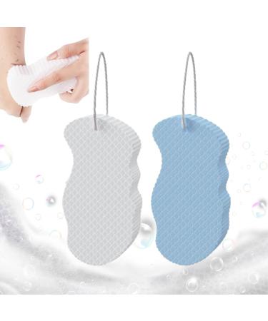 Beyond Draw Exfoliating Sponge Super Soft Exfoliating Bath Sponge 3D Exfoliating Bath Sponge Gentle Exfoliating Reusable Bath Sponge for Bath (White & Blue)