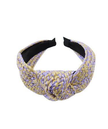 Bohemian Purple Raffia Straw Headband: Stylish Wide Hairband for Girls - Buy Online on GoSupps.com