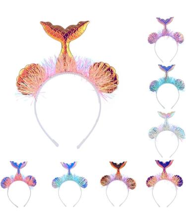 xbiez Shinning Tinsel Mermaids Hairband Music Concerts Fish Scale Headband for Teens Adult Party Performances Hair Supplies Fish pattern purple - Buy Online on GoSupps.com