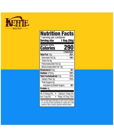 Kettle Brand Sea Salt and Vinegar Potato Chips 2 oz. - Pack of 6 - Buy Online on GoSupps.com