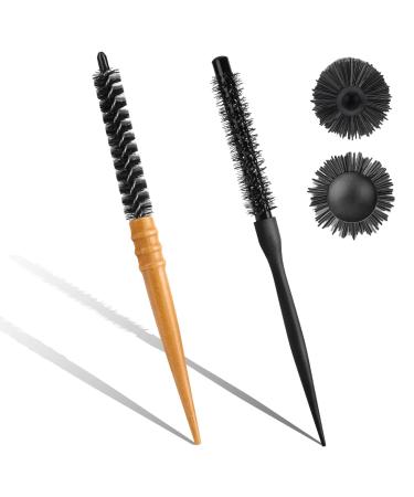 2 pieces of small hair brush mini hair dryer brush around Bart brush professional styling brush round hair brush for thin hair ponytail beard lure black yellow
