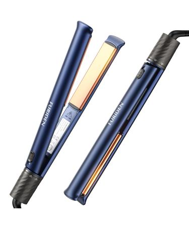 FURIDEN Hair Straightener and Curler 2 in 1 Flat Iron Curling Iron in One Hair Straightener for Thick Hair and Curly Hair Long-Last | Defined Curls(Dark Midnight Blue)