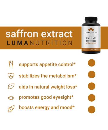 Saffron Extract Capsules - 88.50mg Pure Saffron Supplements for Mood and Eye Support - Made in USA - 60ct - Buy Online on GoSupps.com