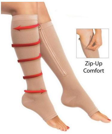 ACMEDE Zipper Compression Socks - Open Toe Stockings for Men & Women | Large/X-Large - 2 Pack - International Shipping - Buy Online on GoSupps.com