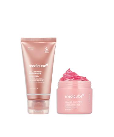 Medicube Korean Collagen for Beginner: Collagen Overnight Wrapping Peel Off Facial Mask Pack and Collagen Jelly Cream (1.69 Fl Oz (50ml))