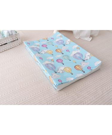 Gilded Bird Wedge Baby Changing Mat | Raised Sides Change Pad 69x44cm | Extra Thick & Wipeable | Balloon Festival Blue - Buy Online on GoSupps.com