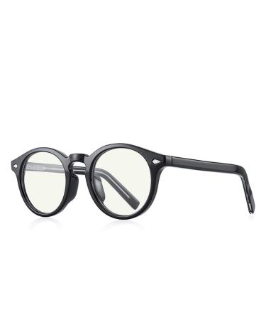 KDOQ Retro Oval Blue Light Blocking Glasses for Men and Women Anti-Blue Ray Round Glasses Black