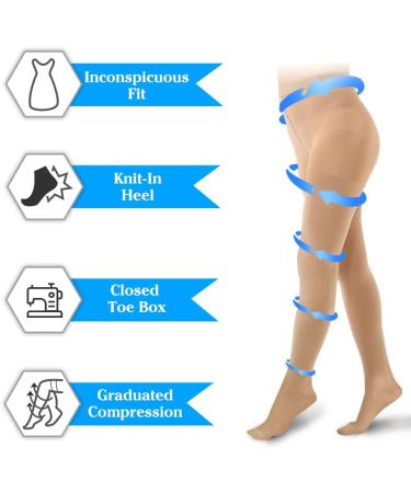 Shop Varicose Veins Compression Pantyhose Stocking 20-30 mmHg - Closed Toe Support Hose in Beige XXL | International Shipping Available - Buy Online on GoSupps.com