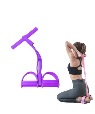Fitness Pedal Ankle Puller Pedal Resistance Elastic Band 4-Tube Elastic Pull Rope Tension Rope Resistance Band Multifunction Pedal Puller Resistance Band for Abdomen/Waist/Arm/Leg Training Purple