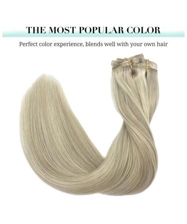 Doores Clip-in Real Hair Extensions 22 Inch - Ashblond Highlights & Platinum Blonde - 120g Remy Hair - 7 Pieces 55cm - Buy Online on GoSupps.com