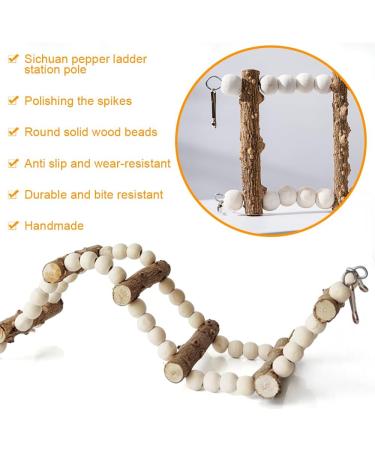 Phiezc Bird Toys - Wooden Ladders & Cage Accessories for Budgies Nymphicus & Cockatoos | 10-Part 64 cm Ladder - Buy Online on GoSupps.com