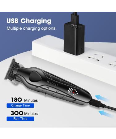 KEMEI KM-2269 Professional Cordless Hair Trimmer for Men - Electric Beard Clipper with Zero Gapped T Blade & LED Display | International Shipping - Buy Online on GoSupps.com