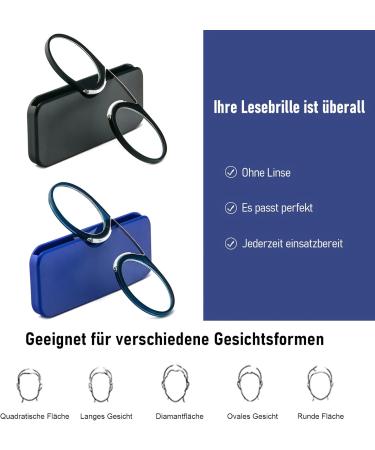Kodilin 2 Pack Reading Glasses for Women & Men - 1.0 Diopter Monocle Glasses Mini Nose Clip B gellose Black & Blue - Buy Online on GoSupps.com