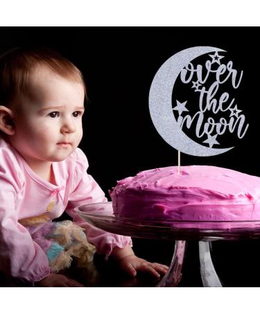 Auteby Over the Moon Cake Topper - First Holy Communion Over the Moon Cake Topper Baby Shower Birthday Party Decorations (Silver) - Buy Online on GoSupps.com