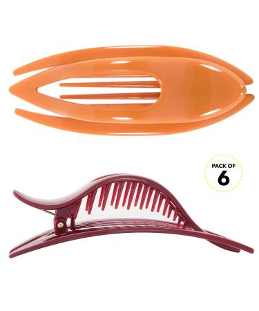 RC Roche 6 Pcs Women's French Hair Clips - No Slip, Strong Grip, Stylish Multicolor Accessory - Buy Online on GoSupps.com