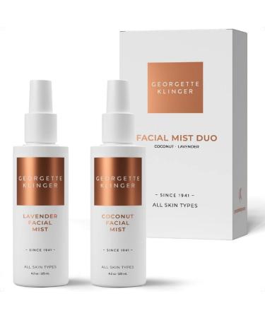 Georgette Klinger Coconut & Lavender Facial Mist Duo Makeup Setting Spray Gift Set for All Skin Types Skin Care - 4.2 oz