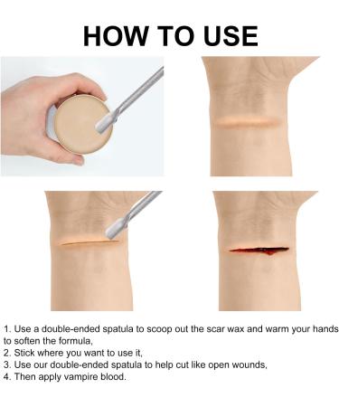 Halloween Makeup Kit - Scar Shaping Wax & Coagulated Blood Gel 2-in-1 Set | Professional Fake Wound & Knife Scar Maker With Spatula | For Cosplay Zombie Theater And Photo Shoots - Buy Online on GoSupps.com