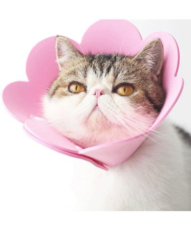 Tecatty Pets Antielkragen Cat Adjustable from 14-35 cm lightweight protective collar Elizabethan collar for cats (m pink) m pink